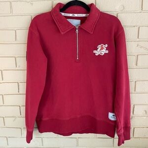 Roots 73 St Andrews Scottish Lion Sweatshirt Medium Red 1/4 Zip Unisex Small S